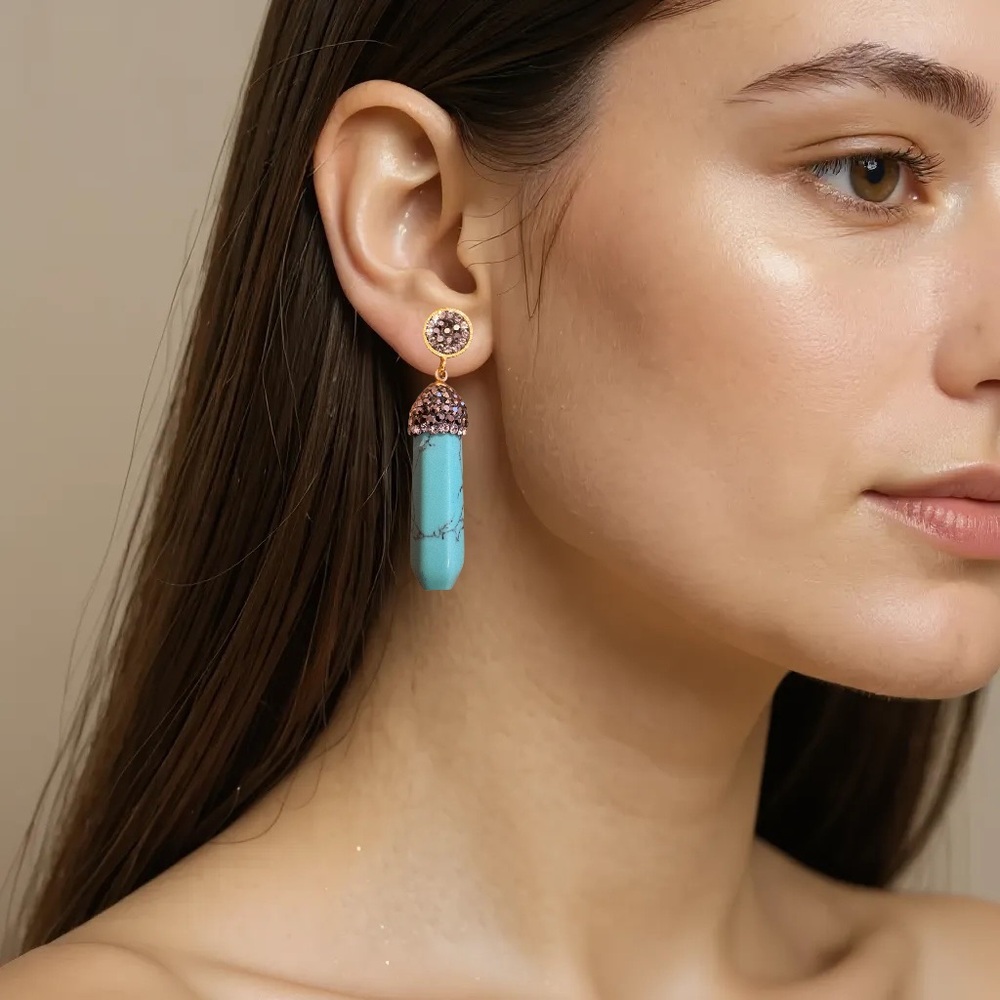 Elegant Blue and Gold Drop Earrings